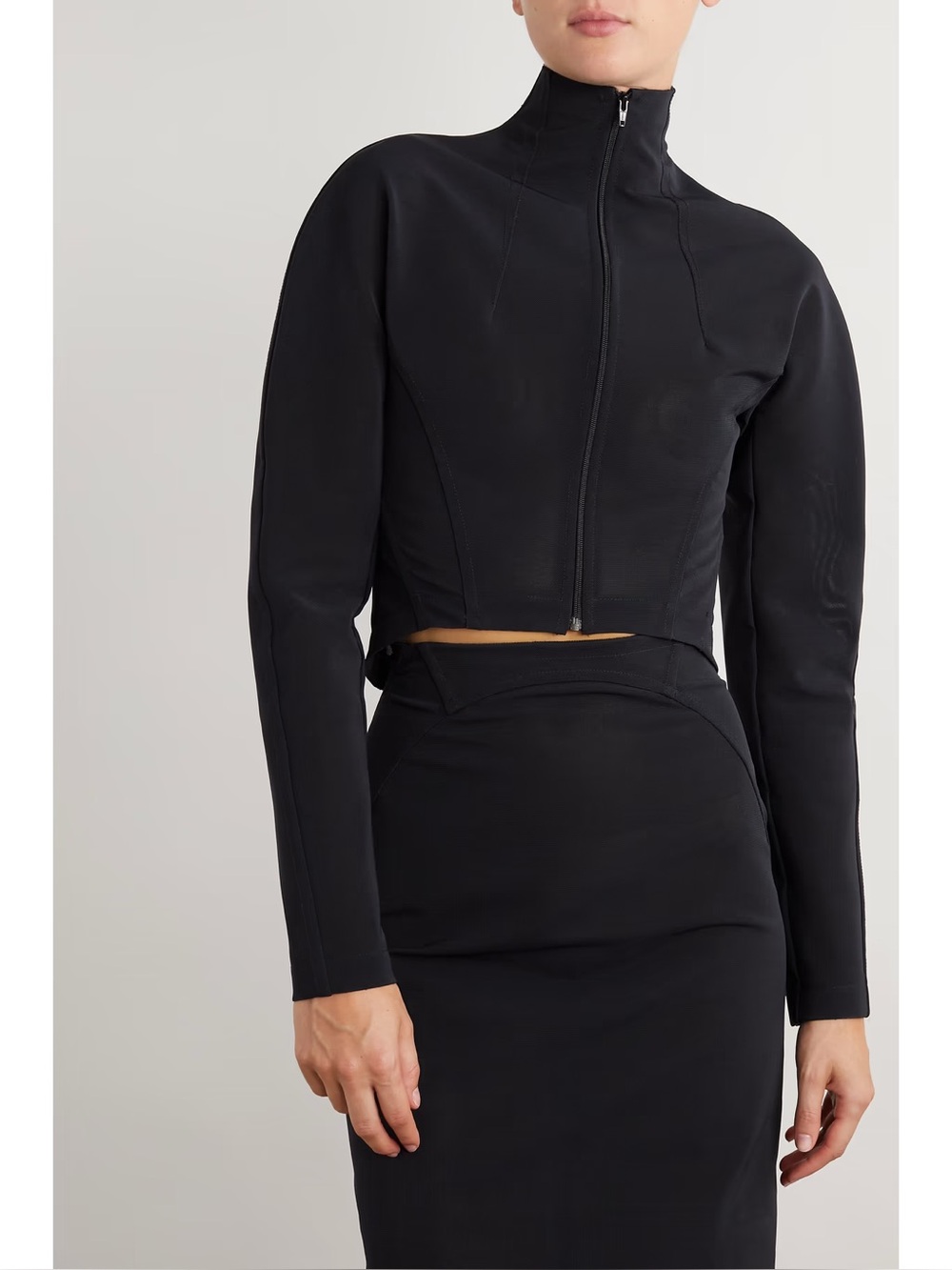 Unique 🧨 Alaïa Black Stretch-tulle turtleneck jacket NEW WITH TAGS